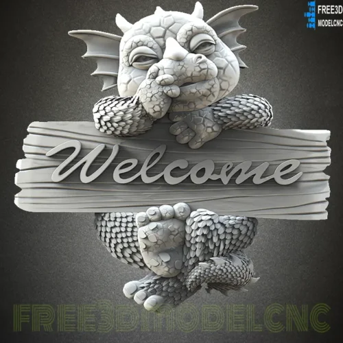 3D Model STL File for CNC Router Laser & 3D Printer,Welcome Sign 3 3D models,dragon 3d print, premium 3d design,dragon stl
