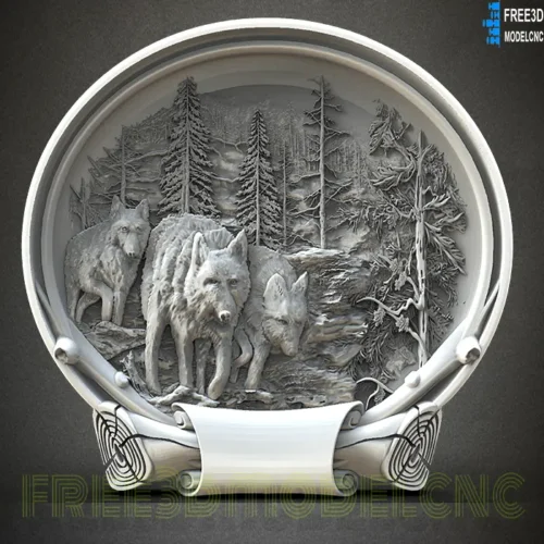 3D Model STL File for CNC Router Laser & 3D Printer,Wolves in the Forest 2 free 3D model,wolf fabric panel