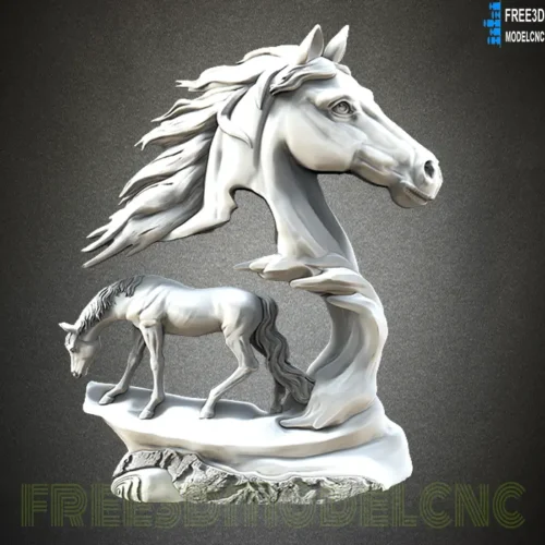 3D Model STL File for CNC Router Laser & 3D Printer ,Two Horses free 3D models,best free 3d models